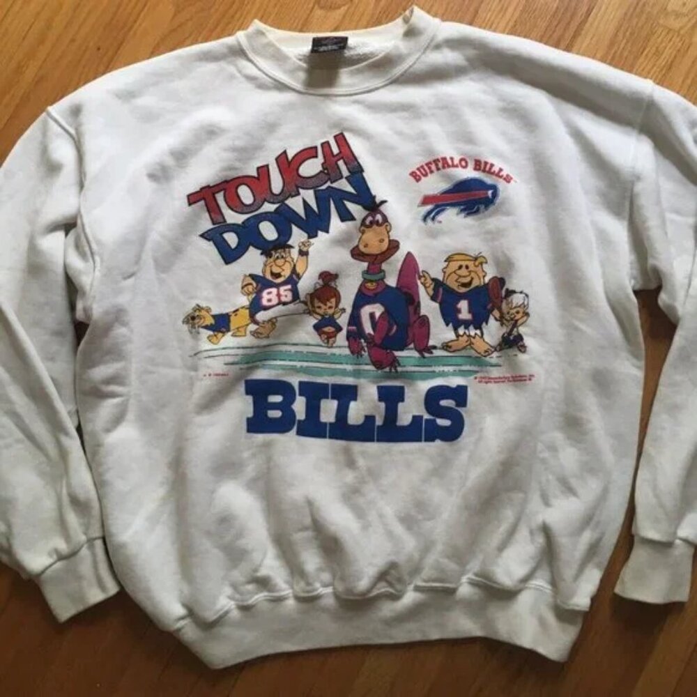 Vintage 1993 Buffalo Bills Flintstones Fred shirt sweater touchdown bills